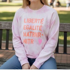 Clare V. "Liberté, Égalité, Maternité" pink tie-dye sweatshirt XS